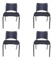 Ver imagem 1 de Kit 4 Cadeira Escritório Fixa Empilhável Slim Estofado Macio