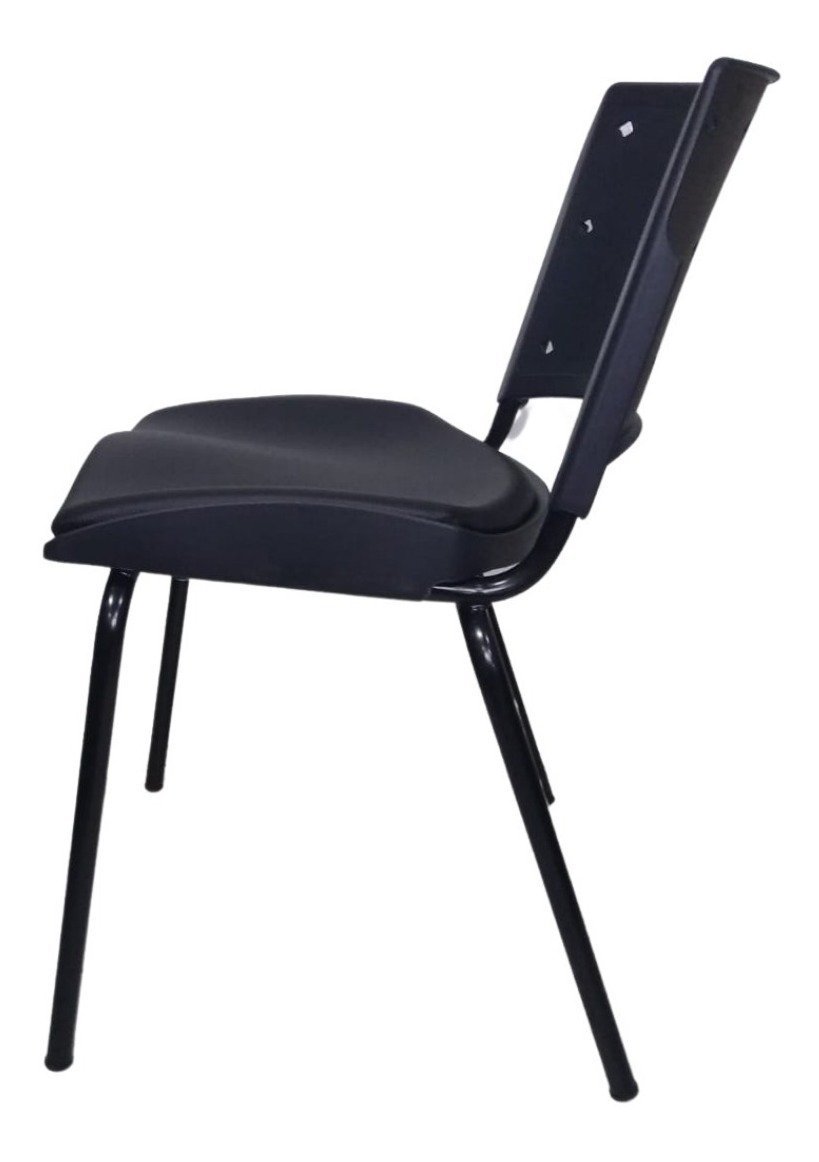 Kit 4 Cadeira Escritório Fixa Empilhável Slim Estofado Macio - 5