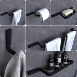 Kit Acessórios Para Banheiro Preto Fosco Empire 6 peças - 1