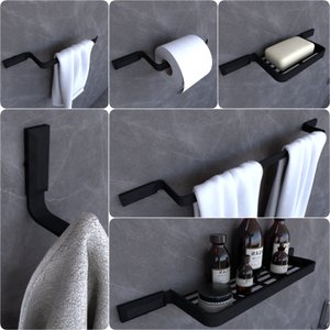 Kit Acessórios Para Banheiro Preto Fosco Empire 6 peças