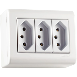 Tomada Tripla 10a Sobrepor Branco Ref 57304/027 Lizflex Tramontina - 1