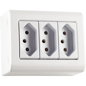 Tomada Tripla 10a Sobrepor Branco Ref 57304/027 Lizflex Tramontina