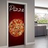Adesivo Para Porta Pizza Fundo Vermelho- 73X210Cm - 1