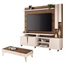 Ver imagem 1 de Estante Home Theater Virtus Castanho Off White com Mesa de Centro Cadenza Off White Castanho- Hb Mó