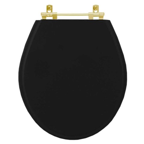 Tampa de Vaso Laqueado Ravena Preto para Bacia Deca com Ferragem Dourada