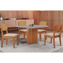 Ver imagem 1 de Sala Jantar Mesa Maldivas Tampo C/ Vidro Curvo 90cm+4 Cadeiras Havana Naturale/off White - Suede