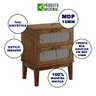 Mesa de Cabeceira Retrô Vintage 2 Gavetas Santorini Amêndoa 45 Cm com Tela Indiana - 2
