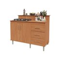 Ver imagem 5 de Kit Bancada Ilha para Cozinha + Balcão para Cooktop 1,20m 5 Bocas 2 Portas e 3 Gavetas Turim Nature