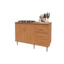 Ver imagem 4 de Kit Bancada Ilha para Cozinha + Balcão para Cooktop 1,20m 5 Bocas 2 Portas e 3 Gavetas Turim Nature