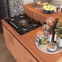 Ver imagem 2 de Kit Bancada Ilha para Cozinha + Balcão para Cooktop 1,20m 5 Bocas 2 Portas e 3 Gavetas Turim Nature