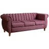 Sofá Chesterfield 3 Lugares Realeza Vintage Retrô Veludo Roxo - 1