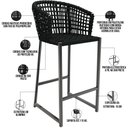 Ver imagem 4 de Kit 04 Banqueta Para Área Gourmet Cozinha Varanda Corda Náutica Porto D04 Preto - Lyam Decor
