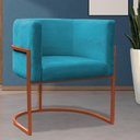 Ver imagem 2 de Kit 4 Poltrona Reforçadas Decorativa Sala de Estar Carla Base Ferro Bronze Suede Azul Tifany