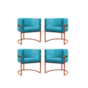 Ver imagem 1 de Kit 4 Poltrona Reforçadas Decorativa Sala de Estar Carla Base Ferro Bronze Suede Azul Tifany