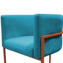 Ver imagem 4 de Kit 4 Poltrona Reforçadas Decorativa Sala de Estar Carla Base Ferro Bronze Suede Azul Tifany