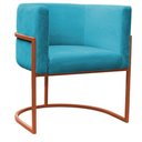 Ver imagem 3 de Kit 4 Poltrona Reforçadas Decorativa Sala de Estar Carla Base Ferro Bronze Suede Azul Tifany
