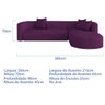 Sofá Modular Celinne Luxuoso Sala de Estar Decoração Luxo 265cm Suede - 3