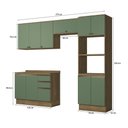 Ver imagem 3 de Armário de Cozinha Completa Torre Quente 100% Mdf 270cm Nogueira/verde Celeste Kappesberg