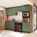 Ver imagem 1 de Armário de Cozinha Completa Torre Quente 100% Mdf 270cm Nogueira/verde Celeste Kappesberg