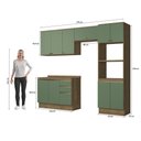 Ver imagem 4 de Armário de Cozinha Completa Torre Quente 100% Mdf 270cm Nogueira/verde Celeste Kappesberg