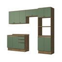 Ver imagem 2 de Armário de Cozinha Completa Torre Quente 100% Mdf 270cm Nogueira/verde Celeste Kappesberg