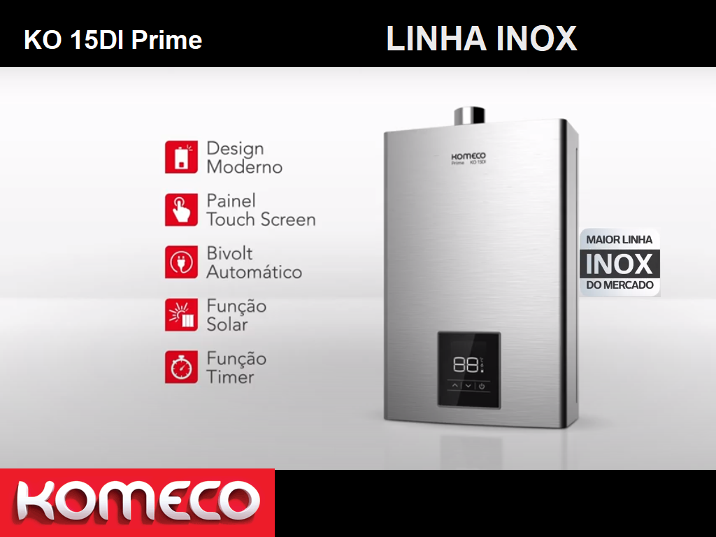 Aquecedor de Água a Gás Komeco Ko 16 Di Prime Inox  Digital 16 litros Bivolt Gás GLP - 4