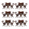 Kit 6 Conjuntos de Mesa Dobrável 60x60cm com 4 Cadeiras em Madeira Maciça - Imbuia - Marrom - 1