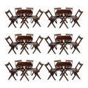 Ver imagem 1 de Kit 6 Conjuntos de Mesa Dobrável 60x60cm com 4 Cadeiras em Madeira Maciça - Imbuia - Marrom