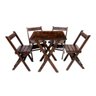 Kit 6 Conjuntos de Mesa Dobrável 60x60cm com 4 Cadeiras em Madeira Maciça - Imbuia - Marrom - 6