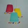 Lustre Pendente Quarto Infantil 3 Cores e Pompons Coloridos - 3