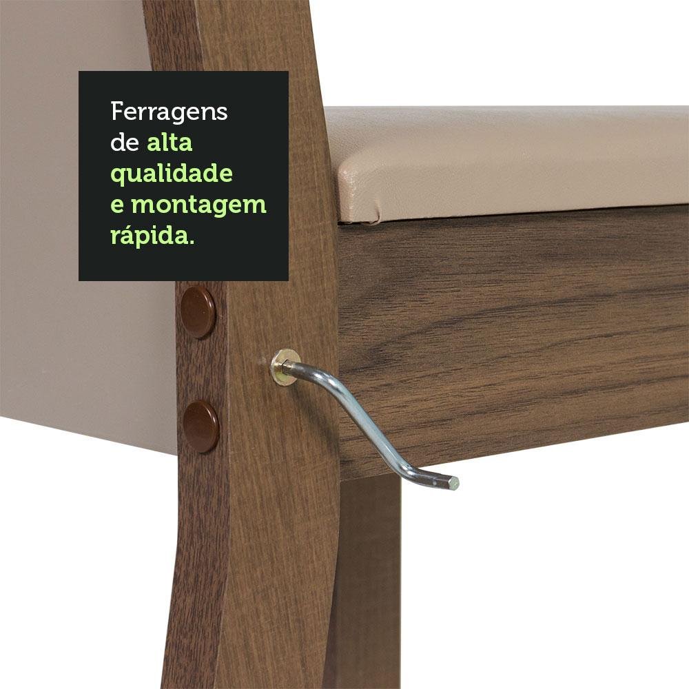 Conjunto Sala de Jantar Madesa Gabi Mesa Tampo de Madeira 2 Cadeiras - Rustic/crema/sintético Bege - 6