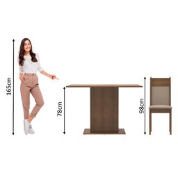 Conjunto Sala de Jantar Madesa Gabi Mesa Tampo de Madeira 2 Cadeiras - Rustic/crema/sintético Bege - 4