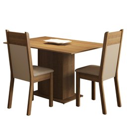 Conjunto Sala de Jantar Madesa Gabi Mesa Tampo de Madeira 2 Cadeiras - Rustic/crema/sintético Bege - 2
