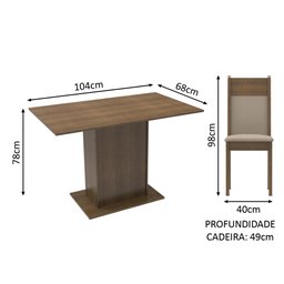 Conjunto Sala de Jantar Madesa Gabi Mesa Tampo de Madeira 2 Cadeiras - Rustic/crema/sintético Bege - 3