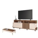 Ver imagem 1 de Rack Bancada Graci 1.8 com Mesa de Centro Cadenza Castanho Off White – Hb Móveis