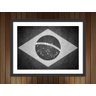 Quadro Bandeira Do Brasil Preto e Branco Salas Com Moldura - 1