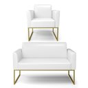Ver imagem 1 de Sofá Namoradeira com Poltrona Base Industrial Dourado Marisa Corano