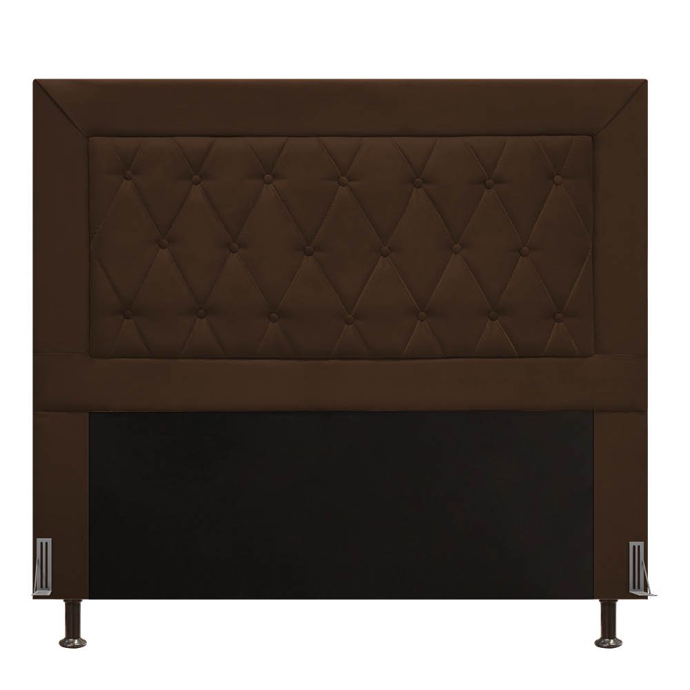 Cabeceira Malta Para Cama Box Queen 160 cm Veludo - D'Rossi - Marrom - 3
