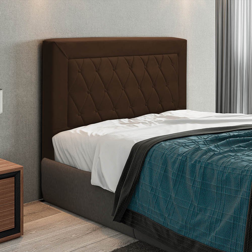 Cabeceira Malta Para Cama Box Queen 160 cm Veludo - D'Rossi - Marrom - 2