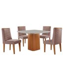 Ver imagem 2 de Mesa de Jantar Eloise 90cm Tampo Mdf Vidro com 4 Cadeiras Safira Moderna Mobília