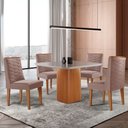 Ver imagem 1 de Mesa de Jantar Eloise 90cm Tampo Mdf Vidro com 4 Cadeiras Safira Moderna Mobília