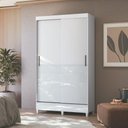 Ver imagem 1 de Guarda Roupa Solteiro com Pés 2 Portas de Correr Branco New Branco