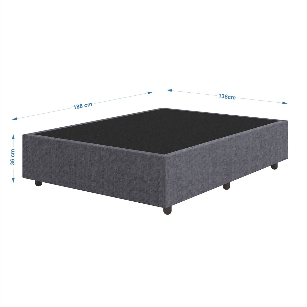 Base Cama Box Casal Veludo Bordado Cinza Skybox - 2