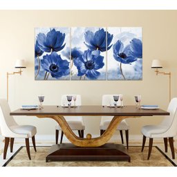 Quadro Decorativo 122x60 Sala Quarto Abstrato Flor Azul - 2