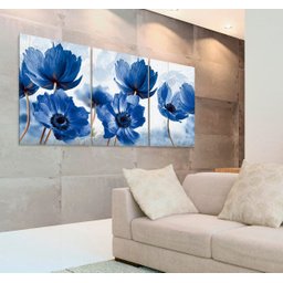 Quadro Decorativo 122x60 Sala Quarto Abstrato Flor Azul - 4