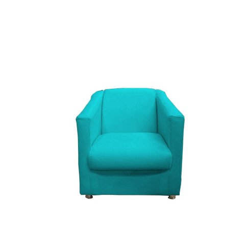Poltrona Decorativa Biane Suede Azul Tifany Pés Cromado Mz Decor