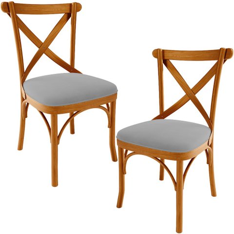 Kit 02 Cadeiras Para Sala de Jantar e Estar Living Estofada Ávila L02 Suede Cinza - Lyam Lyam Decor