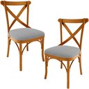 Ver imagem 1 de Kit 02 Cadeiras Para Sala de Jantar e Estar Living Estofada Ávila L02 Suede Cinza - Lyam Lyam Decor