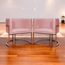 Ver imagem 2 de Kit 2 Poltronas para Sala de Recepção Luna Suede Cores Base de Ferro Bronze