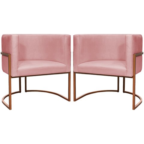 Kit 2 Poltronas para Sala de Recepção Luna Suede Cores Base de Ferro Bronze